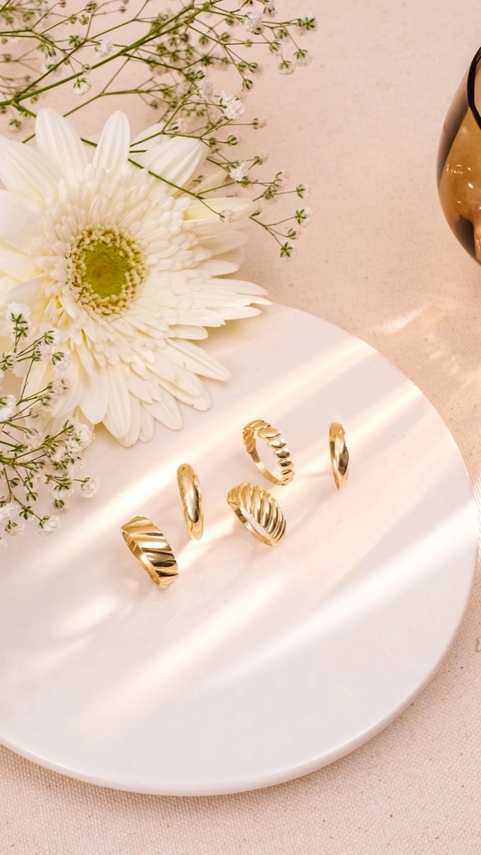 Set de 5 anillos finos