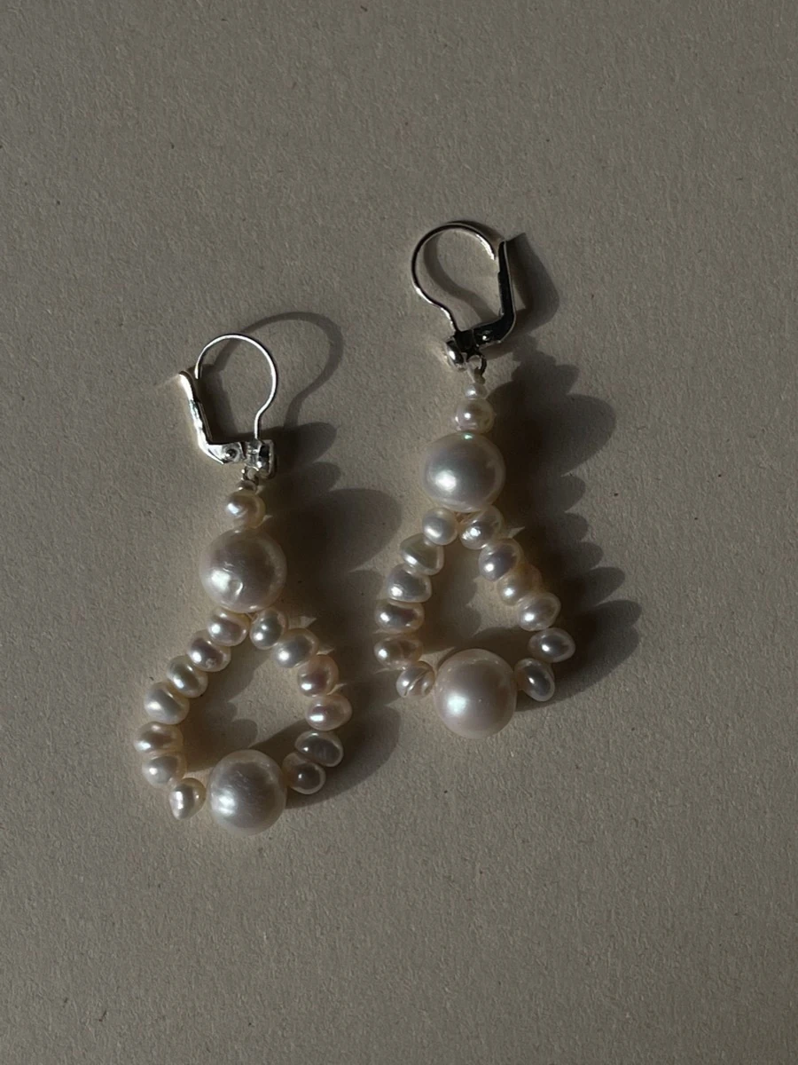Aros de perla colgantes